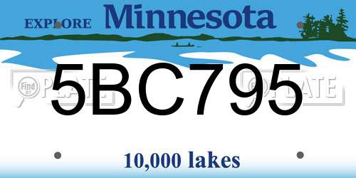 5BC795 Minnesota License Plate