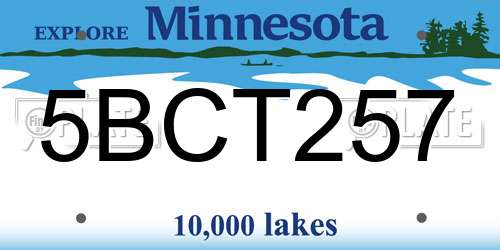 5BCT257 Minnesota License Plate