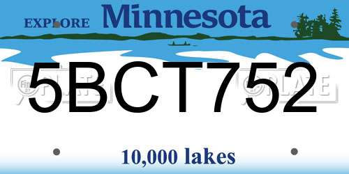 5BCT752 Minnesota License Plate