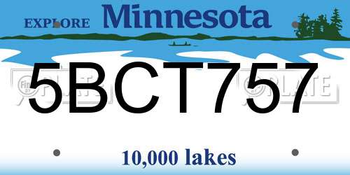 5BCT757 Minnesota License Plate