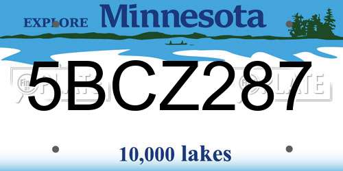 5BCZ287 Minnesota License Plate