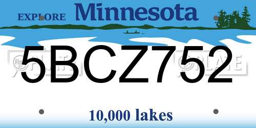 5BCZ752 Minnesota License Plate