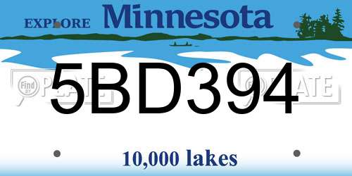 5BD394 Minnesota License Plate