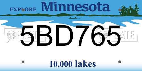 5BD765 Minnesota License Plate