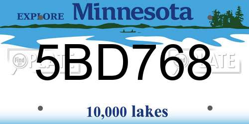 5BD768 Minnesota License Plate