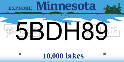 5BDH89 Minnesota License Plate