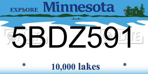 5BDZ591 Minnesota License Plate