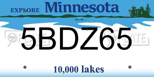 5BDZ65 Minnesota License Plate