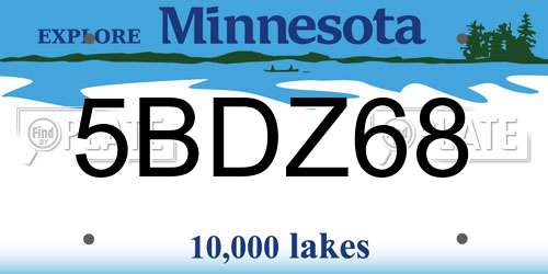 5BDZ68 Minnesota License Plate