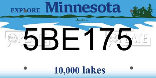 5BE175 Minnesota License Plate