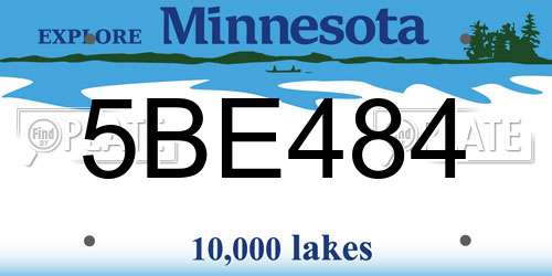 5BE484 Minnesota License Plate