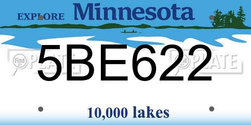 5BE622 Minnesota License Plate