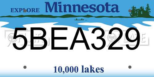 5BEA329 Minnesota License Plate