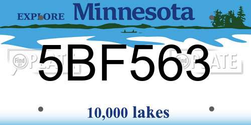 5BF563 Minnesota License Plate