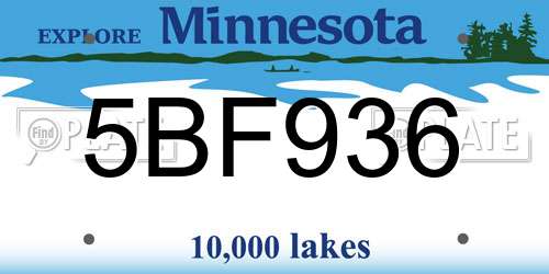 5BF936 Minnesota License Plate