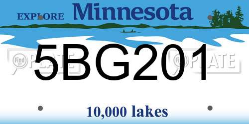 5BG201 Minnesota License Plate