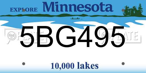 5BG495 Minnesota License Plate