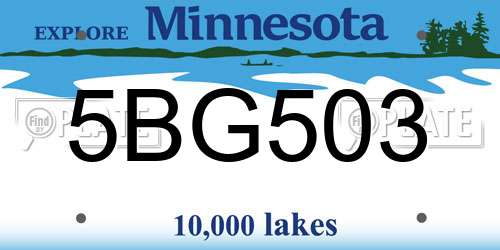 5BG503 Minnesota License Plate