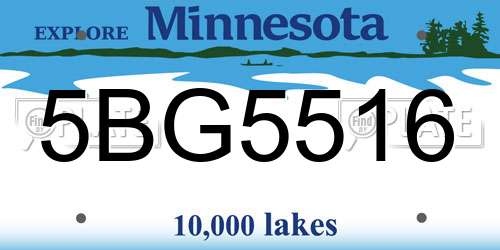5BG5516 Minnesota License Plate
