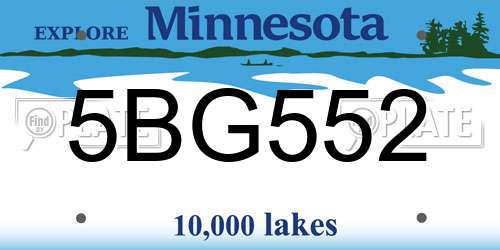 5BG552 Minnesota License Plate