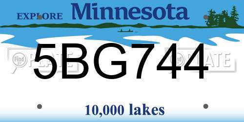 5BG744 Minnesota License Plate
