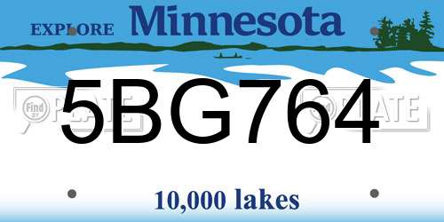 5BG764 Minnesota License Plate