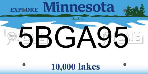 5BGA95 Minnesota License Plate