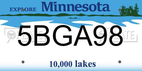 5BGA98 Minnesota License Plate