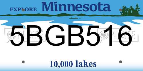 5BGB516 Minnesota License Plate