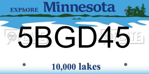 5BGD45 Minnesota License Plate