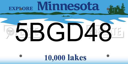 5BGD48 Minnesota License Plate