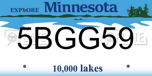 5BGG59 Minnesota License Plate