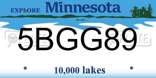 5BGG89 Minnesota License Plate