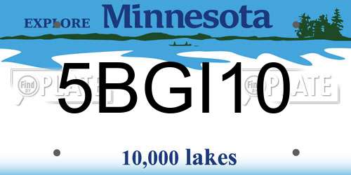5BGI10 Minnesota License Plate