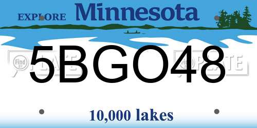 5BGO48 Minnesota License Plate
