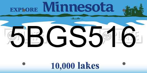 5BGS516 Minnesota License Plate