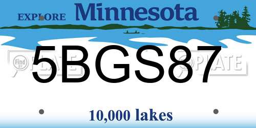5BGS87 Minnesota License Plate