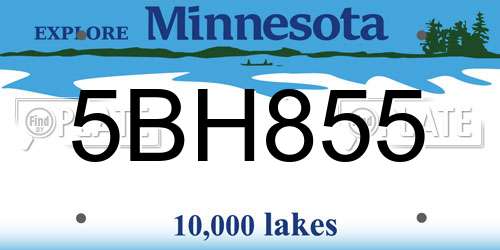 5BH855 Minnesota License Plate