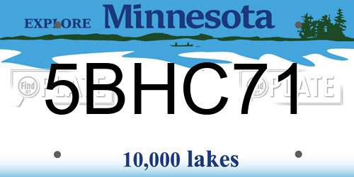 5BHC71 Minnesota License Plate