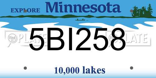 5BI258 Minnesota License Plate