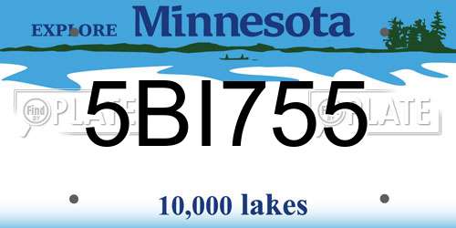 5BI755 Minnesota License Plate