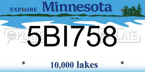 5BI758 Minnesota License Plate