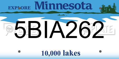5BIA262 Minnesota License Plate
