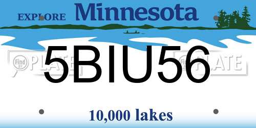 5BIU56 Minnesota License Plate