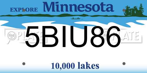 5BIU86 Minnesota License Plate