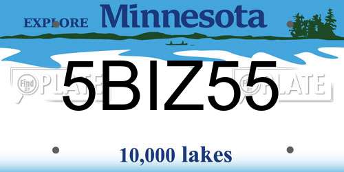 5BIZ55 Minnesota License Plate