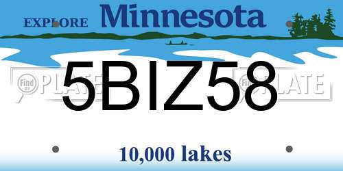 5BIZ58 Minnesota License Plate