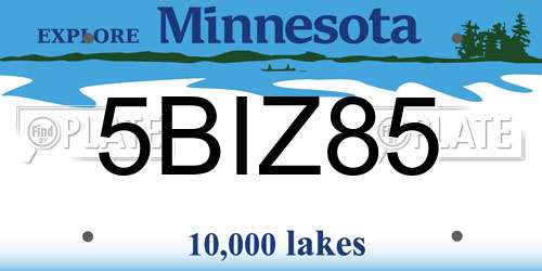 5BIZ85 Minnesota License Plate
