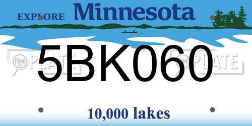 5BK060 Minnesota License Plate