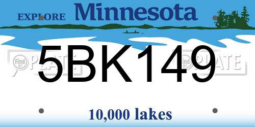 5BK149 Minnesota License Plate